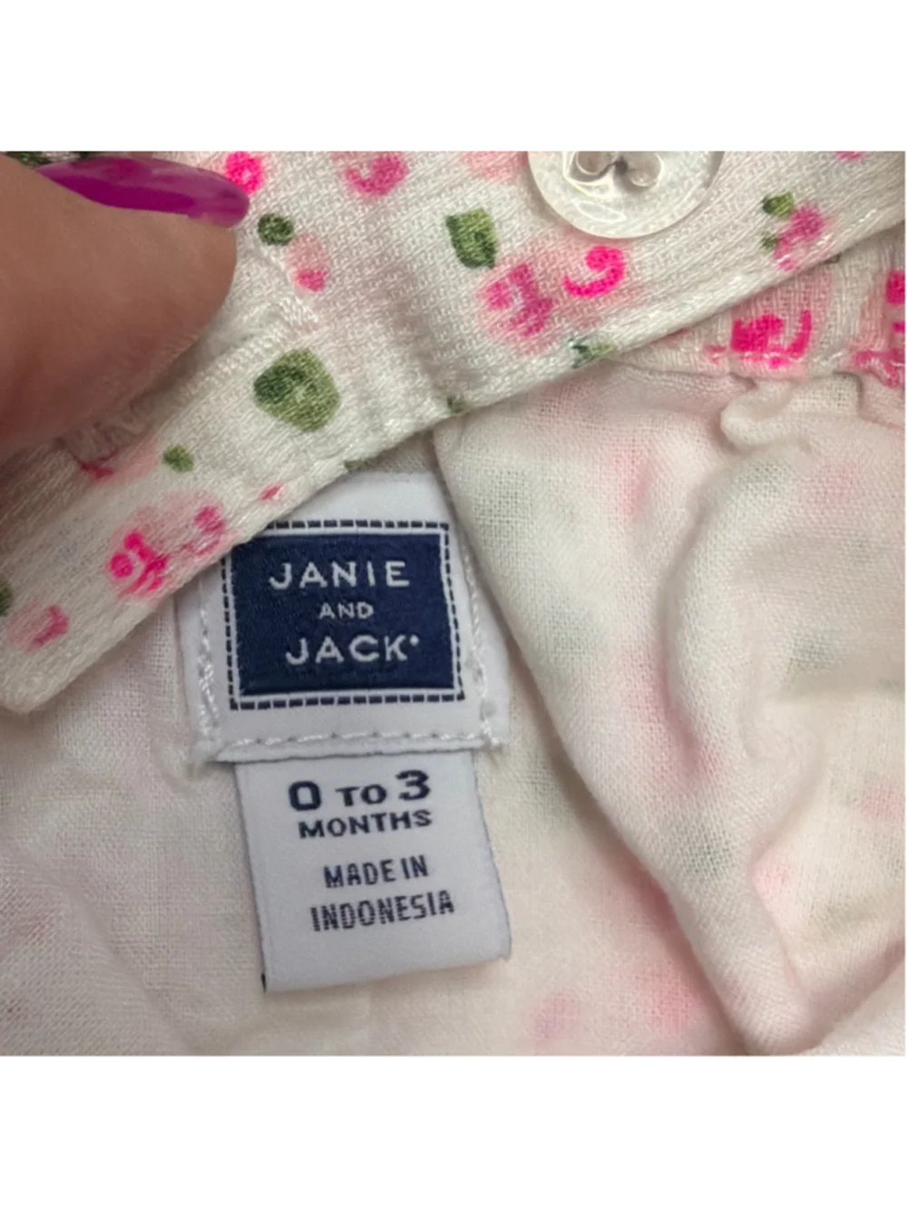 Baby Girl Janie and Jack White Pink Floral Bubble Romper Newborn 0-3 Months